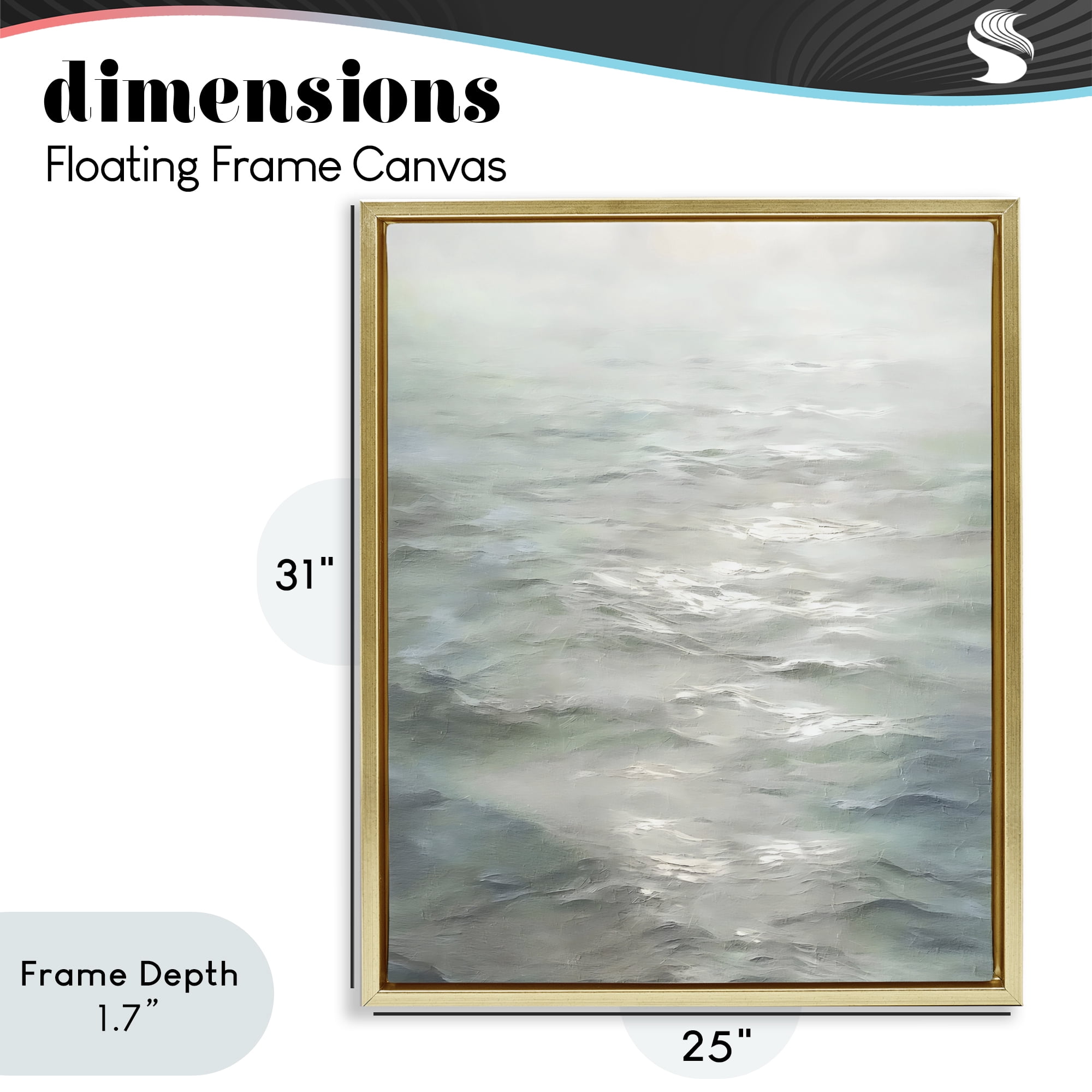 Stupell Industries Shallow Reflections on Sea Gold Framed Floater Canvas Wall Art, design by Riley B