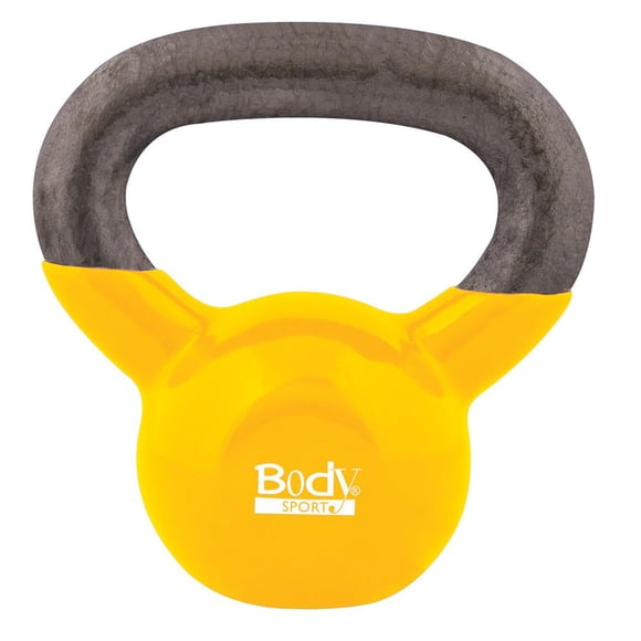 Kettlebell Body Sport, hierro fundido, revestido de vinilo, 13,6 kg, rojo oscuro