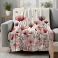thumbnail image 2 of Pink Flowers Blanket Soft Cozy Warm Throw Blanket for Couch, Plush Fuzzy Flannel Fleece Blankets for Sofa, Spring Watercolor Botanical Floral Beige Bed Blankets Lightweight Gifts for Women, 32"x48", 2 of 9
