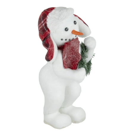 Northlight Frosted Snowman with Wreath Christmas Figure - 16"