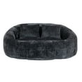 thumbnail image 2 of 59''W Chenille Loveseat Sofa Small Couch Oversized Bean Bag Chair, Modern Lounge Loveseat Sofa with 2 Pillows,Bean Bag Couch Floor Lazy Sofa for Living Room Bedroom Apartment (Black), 2 of 7