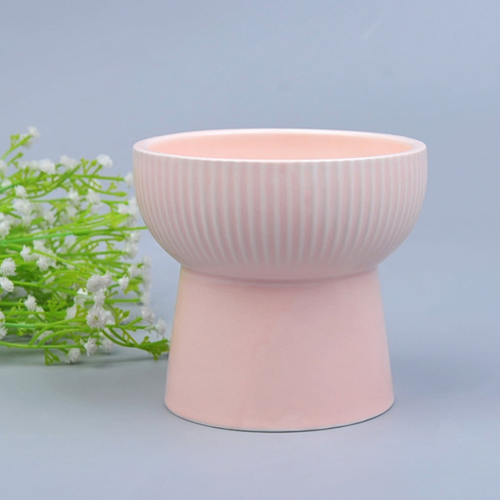 Ceramic Raised Elevated Bowl Pet Cats Dogs Food Water Dish Stress Porcelain Feeding Dispenser Container