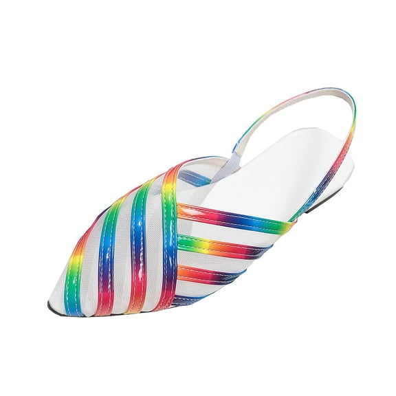 KEGIRLOM Women's Fashionable Casual Mesh Hollow-Out Pointed Toe Closed-Toe Colorful Sandals Shoes Multicolor 9.5