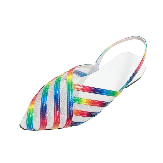 Zapatos Casuales de las Mujeres Arco Iris Rayas Malla Punta Dedo Del Pie Mulas, Sandalias Casuales de las Mujeres Slingback Cerrado Dedo Del Pie