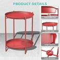 thumbnail image 4 of Grand Patio Indoor & Outdoor Side Table 2-Tier, Weather-Resistant Steel Round End Table for Porch, Poolside, Bedroom, Living Room, Red, 4 of 7