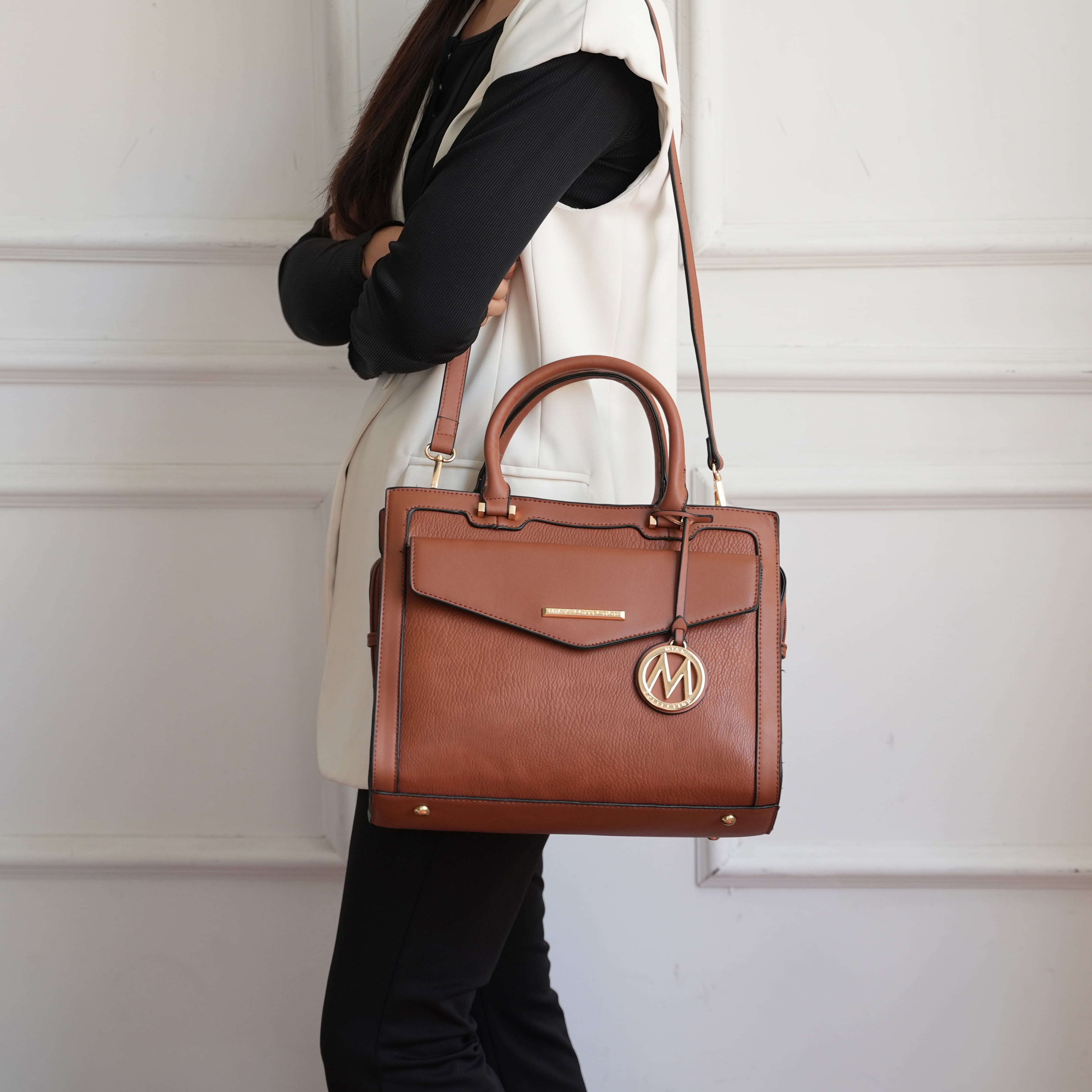 MKF Collection Alyssa Vegan Leather Women's Multi Pocket Satchel