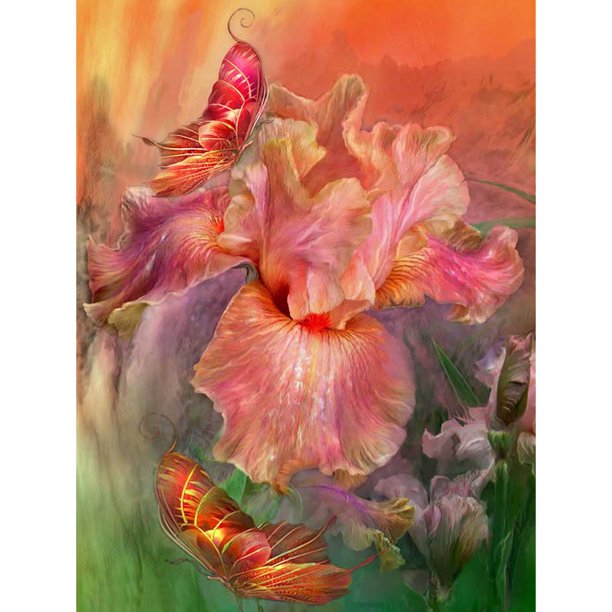Taladro diamante pintura (DB2434) 5D DIY flor de mariposa completa bordado de punto de cruz 20X30cm Hugtrwg Para estrenar