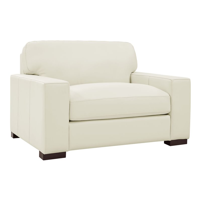 Oadeer Home 52.5" Classic Modern Genuine Leather Upholstered Armchair