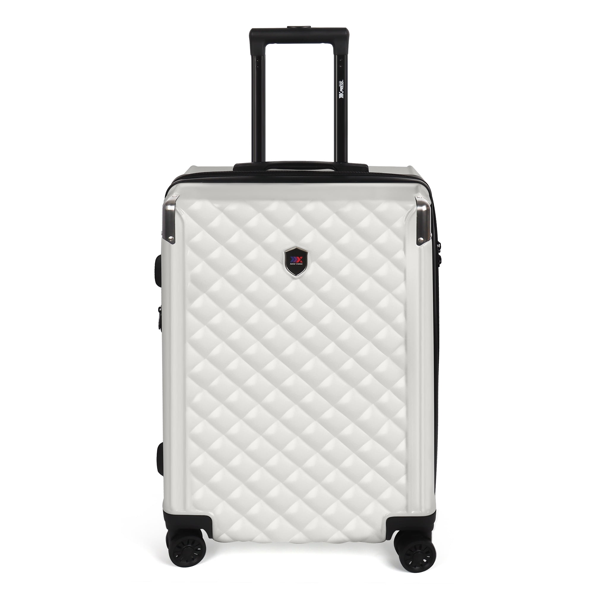 New York Xpress 24" Hardside Checked Luggage, Lightweight Expandable Suitcase with Spinner Wheels and TSA Lock, Milk White - WD576