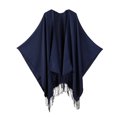 thumbnail image 2 of Resicozy Shawl Wraps Women Winter Knitted Scarf Fashion Solid Color Cardigan Cape Top Sweater Shawl Scarf Navy, 2 of 4