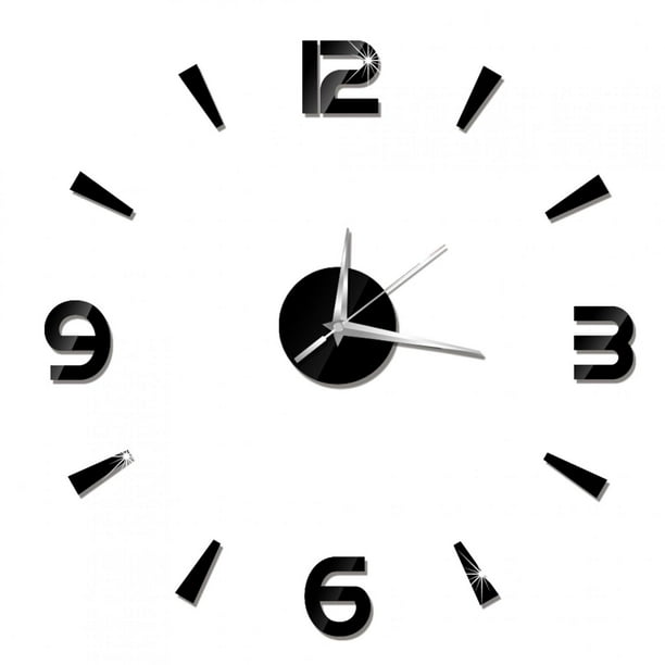 Nimomo Pegatina de Reloj de Pared, Reloj de Pared Duradero, decoración de Reloj de Espejo acrílico, decoración de Pared DIY, decoración Moderna para el hogar, la Oficina y la habitación(Negro)