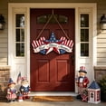 thumbnail image 3 of huayou America Flag Patriotic Wooden Wall Sign, 4th of July Red White Blue Star Door Hanger Decoration, for Wall, Porch, Walkway, Window, Front Door, Outdoor Indoo Home Decor, 3 of 10