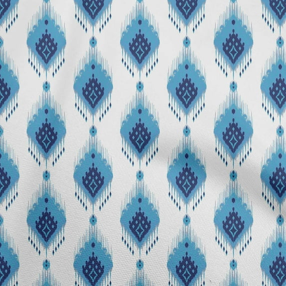 oneOone Velvet Medium Blue Fabric Asian Ikat Dress Material Fabric Print Fabric By The Yard 58 Inch Wide-6866