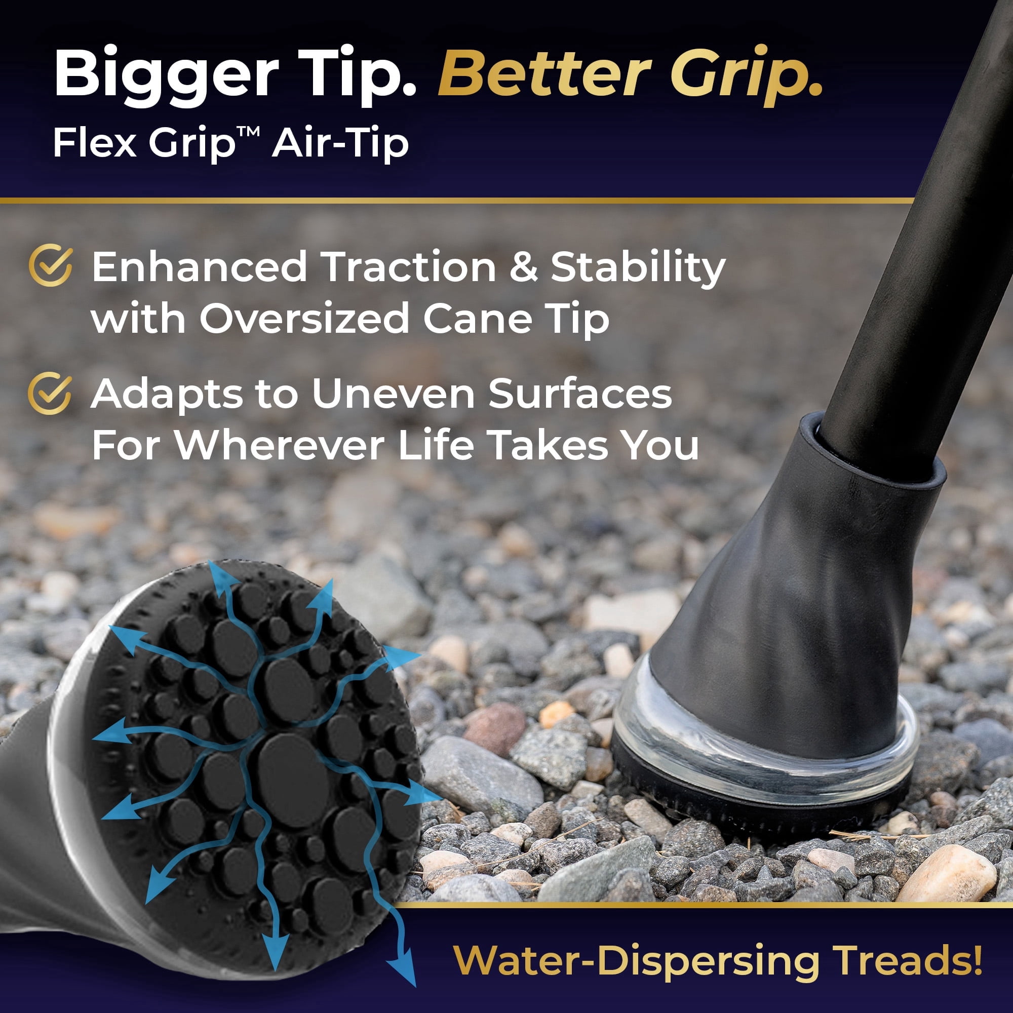 MD by Drive Air-Cane™, Lightweight Folding Walking Cane for Seniors and Adults, T-Handle, 350 lbs Capacity, Non-Slip Air Tip, Collapsible Design (Slate)