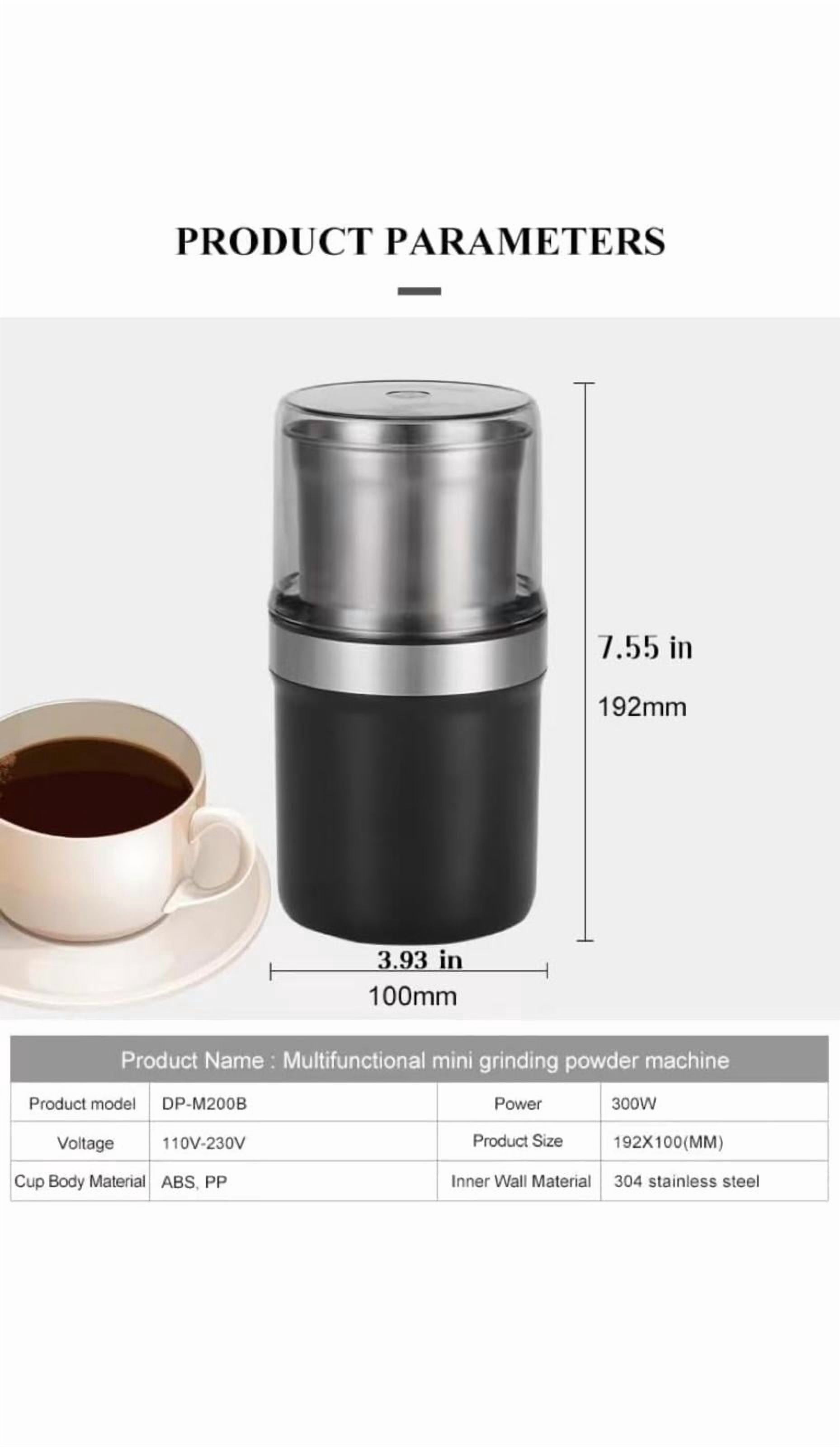 Powerful Electric Coffee Bean, Herb Grinder, Spice Grinder W/Detachable Cup