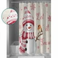 thumbnail image 3 of Small Stall Shower Curtain 36x72 Inch Narrow Half Size Pink Christmas Snowman Bath Curtains Bathroom Decor Xmas Snowflake Birds Waterproof Fabric Shower Curtain Set with Hooks 36 Inch, 3 of 6
