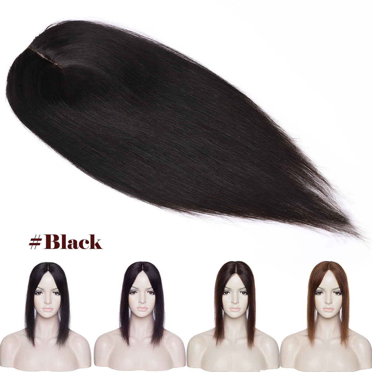 SEGO Clip in Hair Extensions Human Hair Toppers 100% Real Human Hair Topper for Thinning/Loss Hair Natural Black Hair Pieces