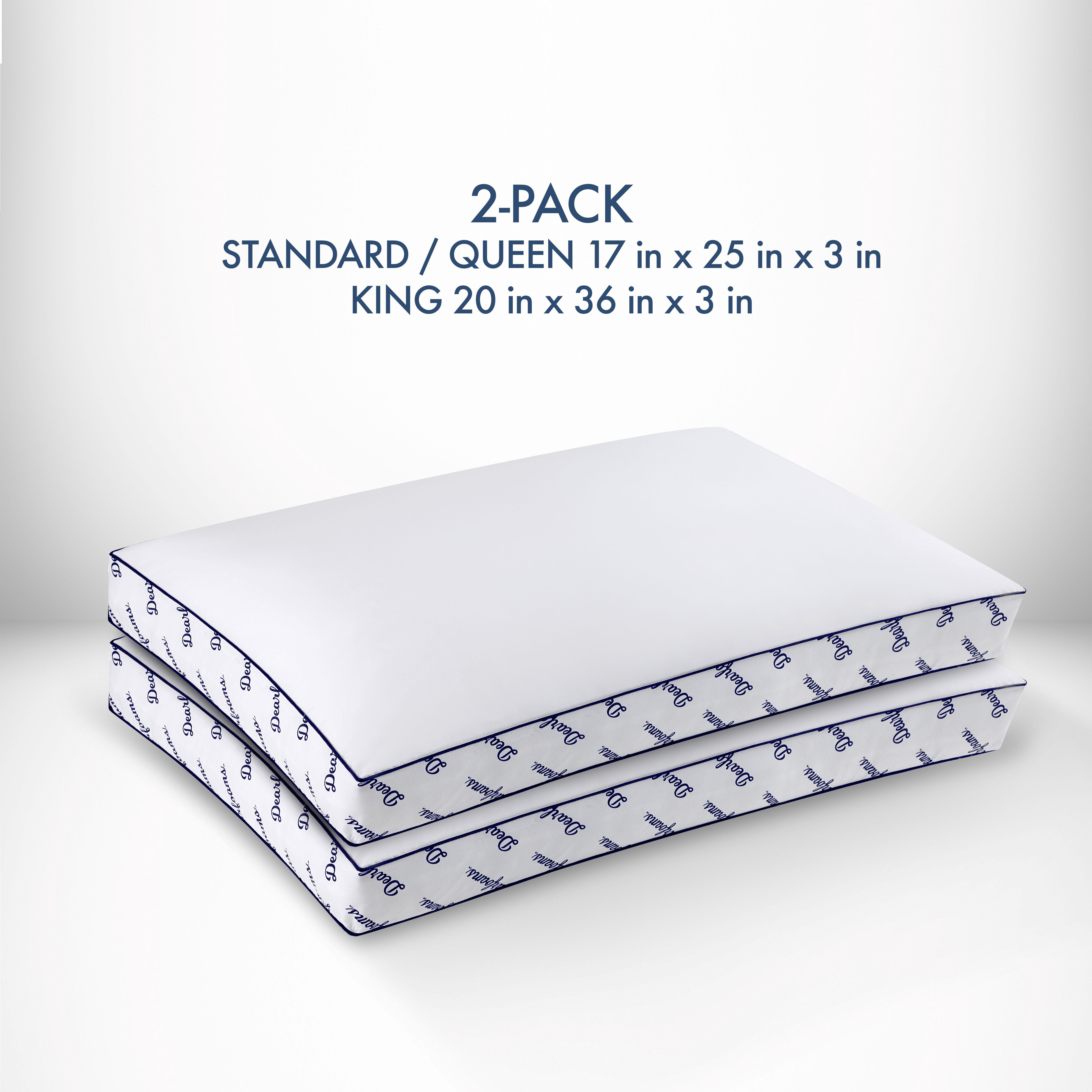 Dearfoams Cozy Gusseted Bed Pillow 2PK Standard, White