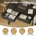thumbnail image 4 of Pinmoco Writing Desk with 2 Fabric Drawers& Hanging Hook, 32 Inch Computer Desk Study Table Vanity Desk for Small Spaces, Home Office, Black, 4 of 8
