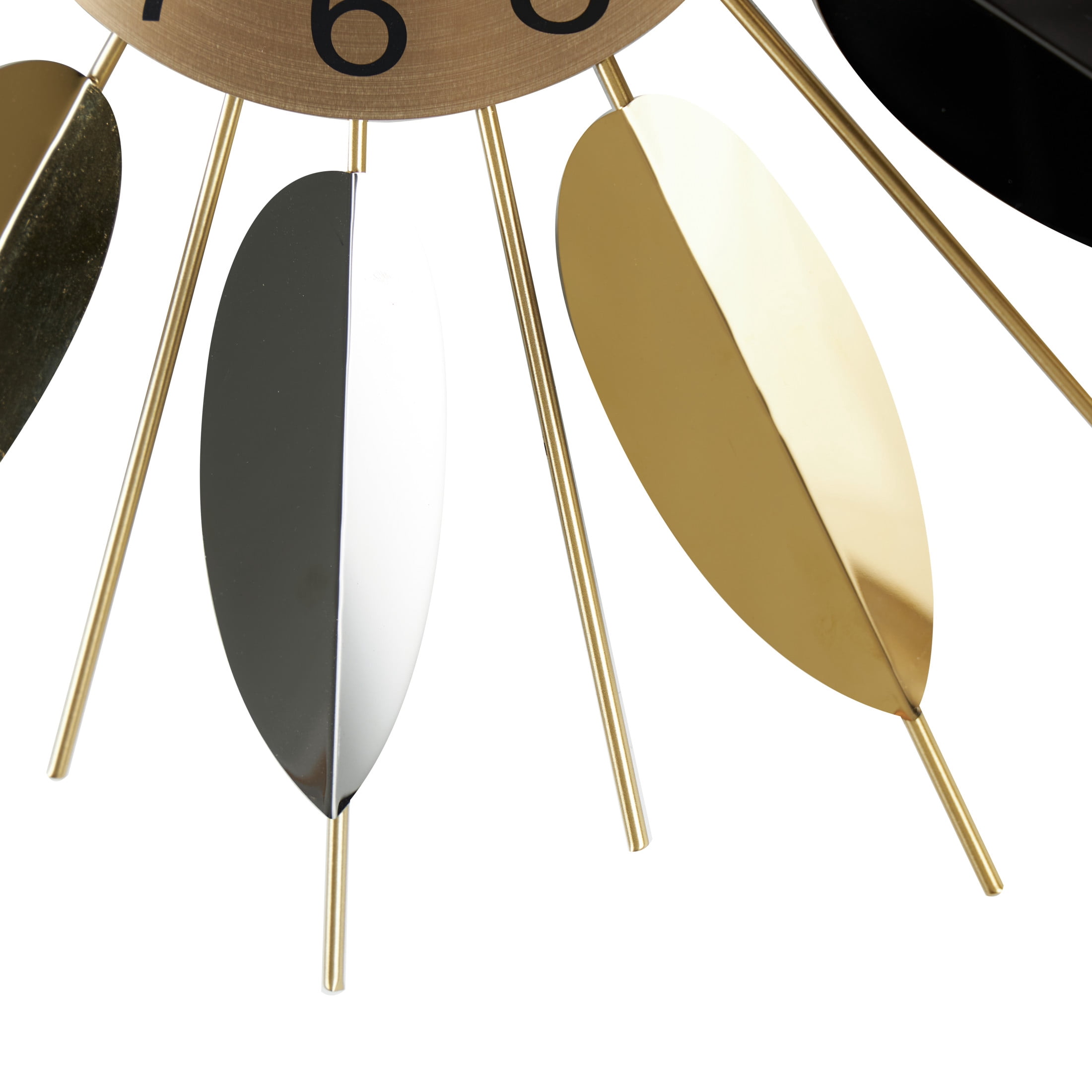 DecMode 26" Gold Stainless Steel Metal Leaf Radial Wall Clock with Black Accents