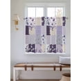 thumbnail image 2 of Spring Floral Bathroom Window Curtain, Dark Purple Flowers Patchwork Grid Bohemia Light Filtering Coffee Kitchen Curtains, Bedroom Living Room Curtains 2 Panel 84"x54", 2 of 6