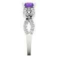 thumbnail image 3 of 1.42 ctw Solitaire with Zirconia Diamond Accents Anniversary Ring for Women | Round Cut Natural Amethyst | Hyperallergenic Solid 14K White Gold, 3 of 5