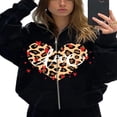 thumbnail image 1 of POINTERTECK Women Hoodie  Heart Letters Leopard Print Sweatshirt with Pockets, 1 of 7