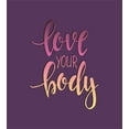 thumbnail image 3 of Fitness Duvet Cover Set, Love Your Body Hand Drawn Typography Inspirational Positive Attitude, Decorative 3 Piece Bedding Set with 2 Pillow Shams, King Size, Dark Purple Pink Peach, by Ambesonne, 3 of 3