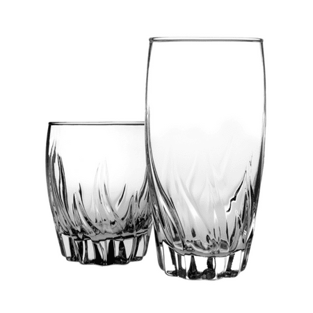 Mainstays 12-Piece Radiant Glass Drinkware Set, Clear, 16 oz & 12 oz