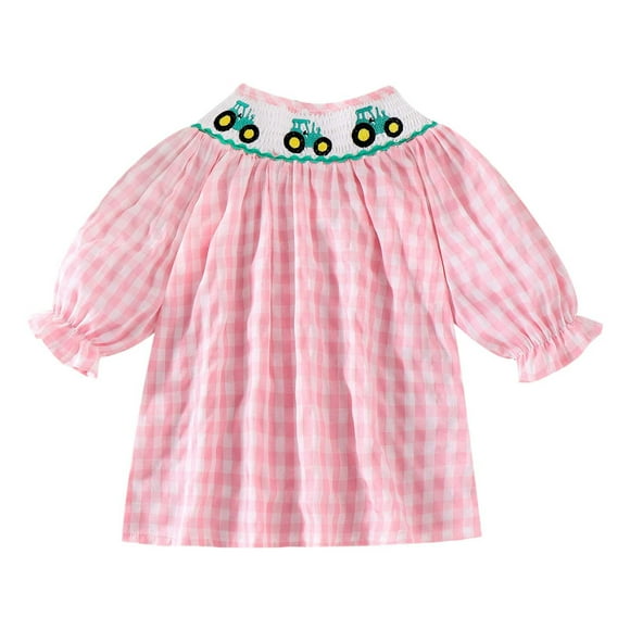 FhsagQ Dress for Girls Summer Sweet and Cute Girl Baby Sweet and Cute Elastic Neckline Cute Embroidery Dress Easter Dresses for Girls 7-8 Graduation Winter Dresses for Girls 8-10 18-24 Months