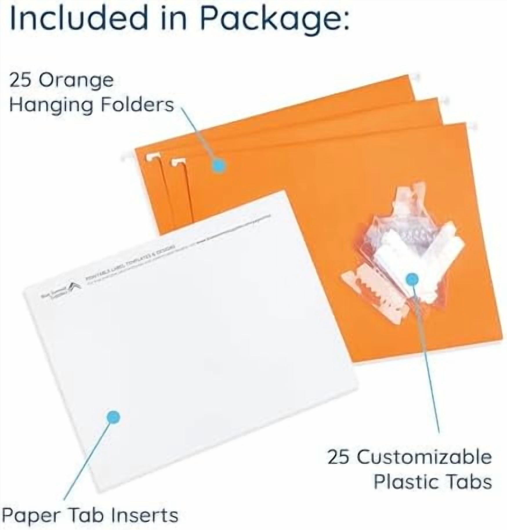 Hanging File Folders, 25 Reinforced Hang Folders, Designed for Home and Office Color Coded File Organization, Letter Size, Orange, 25 Pack