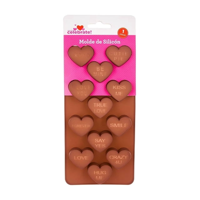 Molde Way to Celebrate de Silicón en Forma de Corazones para Chocolates