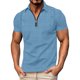 thumbnail image 1 of Blusa y camisa de manga corta con cuello vuelto para hombre, versátil, de color liso, con botones y cremallera, blusa de manga corta con cuello vuelto para hombre, abrigo de poliéster, 1 of 7