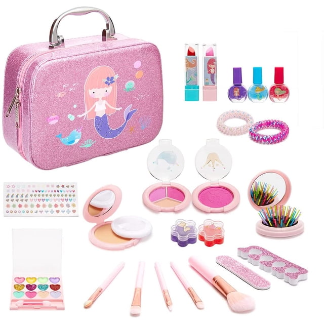 TFixol Makeup Set for Girls, Real Makeup Set for Kids, Non-Toxic, Washable Cosmetic Beauty Set for Princess Makeup