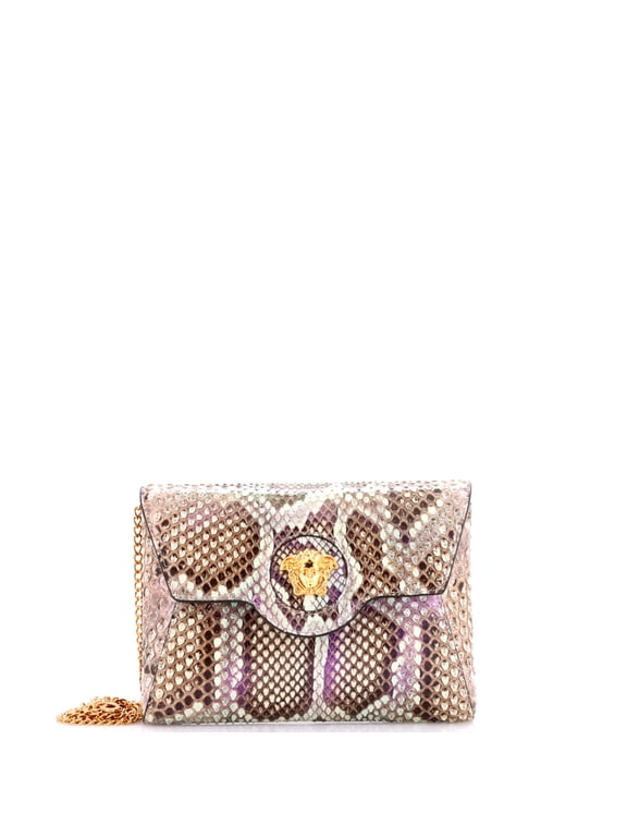 Pre-Owned La Medusa Chain Clutch Python Mini By Rebag