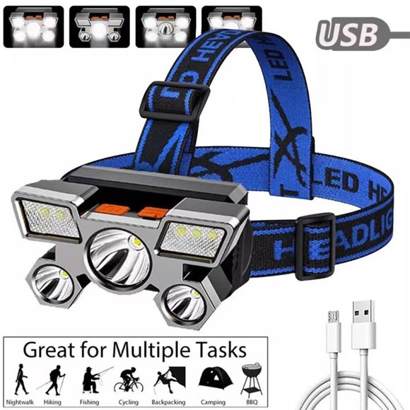 Rechargeable Headlamp for Outdoor Activities Remote Control LED Light for Camping Fishing and Night Riding