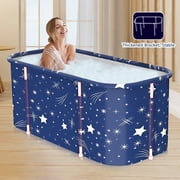 47in Large Portable Folding Bathtub, Hot & Cold Soaking Bath tub, Starry Blue(SolarSoda)