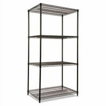 Alera SW50-3624BL Wire Shelving Starter Kit, 4 Shelves, 36w x 24d x 72h, Black