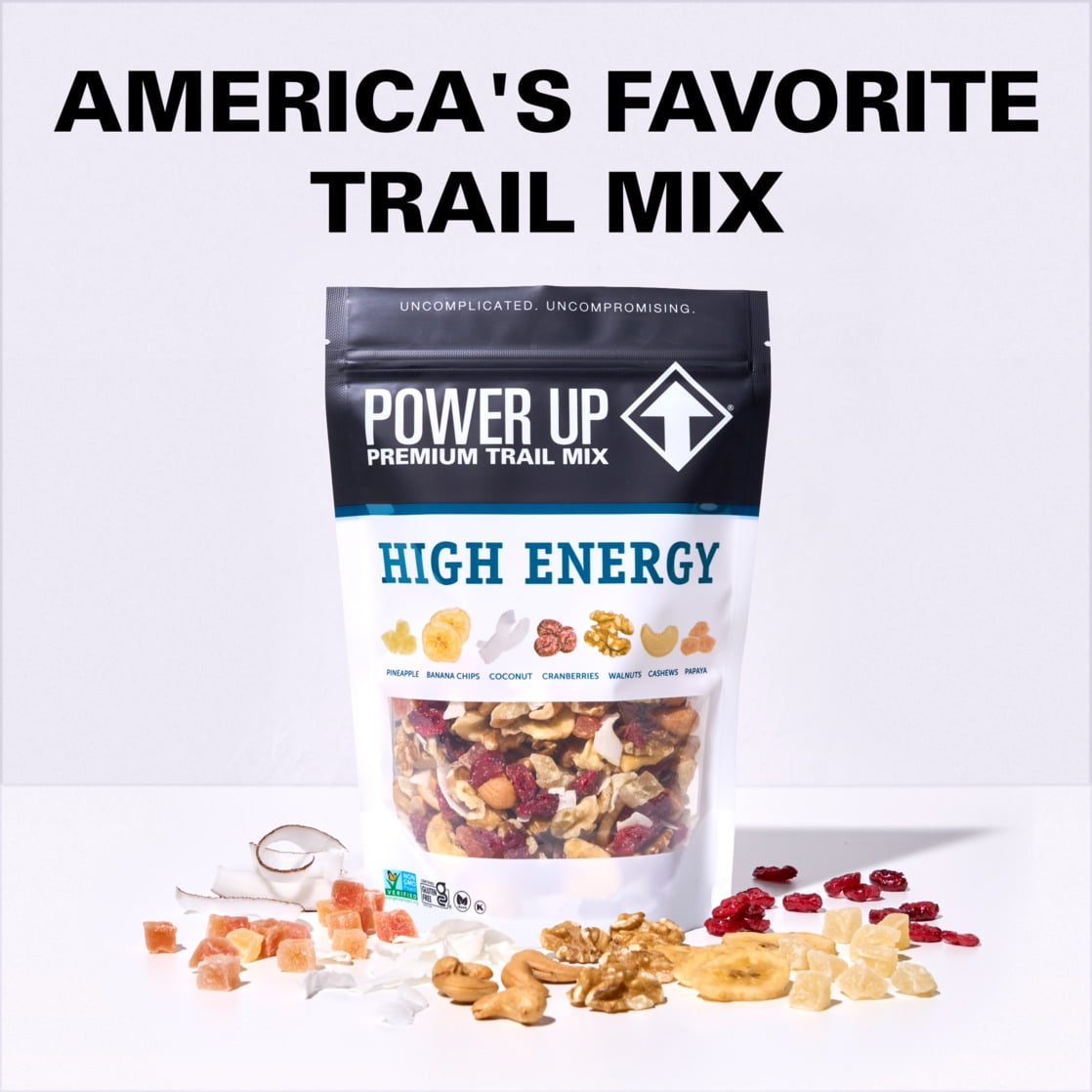 (5 pack) Power Up Trail Mix High Energy 14oz, Gluten Free, Vegan, Non-GMO