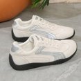 thumbnail image 6 of Domuza Women’s Retro Suede Trim Lace Up Casual Sneakers, Curved Stitch Accent Low Top Lightweight Walking Shoes with Non-Slip Grooved Rubber Outsole Beige 6.5（EU-37）, 6 of 7