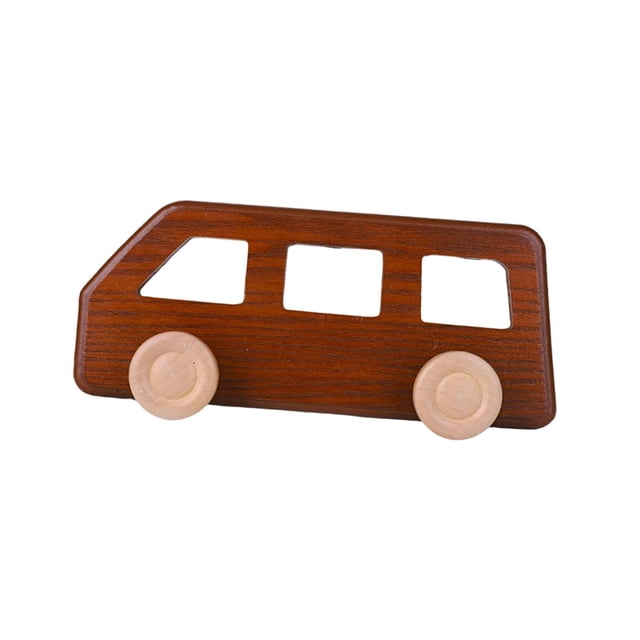 Perchero de madera con ganchos dobles para llaves, organizador y almacenamiento interior. Bus 23x3.5x10.5cm