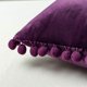 thumbnail image 2 of Wekity Paquete de 2 Fundas de Almohada Decorativas, Fundas de cojín sólidas de Terciopelo de partículas Suaves con Pompones para sofá, Dormitorio, Coche (18 x 18 Pulgadas, Púrpura), 2 of 5