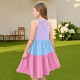 thumbnail image 3 of Robes d'Été Décontractées Filles Col Rond Sans Manches Robe Patchwork, 3 of 7