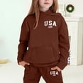 thumbnail image 2 of Tween Outfits for Girls Sets Winter Hoodie Joggers Comfy Casual Kids Print Fall Girls Clothing Sets Coffee Size 10-11T, 2 of 4