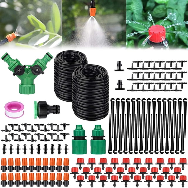 Kit de riego automático por goteo para plantas de jardín: juego de 149 piezas, manguera de 30 m