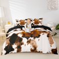 thumbnail image 2 of jejeloiu Highland Cow Cowhide Queen Duvet Cover Set Kids,Farm Animal Print Bedding,Reversible,3pcs(No Comforter), 2 of 6