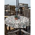 thumbnail image 6 of Outdoor Tablecloth with Umbrella Hole, Teal Green Leaf Spillproof Waterproof Outdoor Table Cover, Vintage Farmhouse Boho Pastoral Tribal Patio Tablecloths for Party/Garden/Picnic, Round 54 inch, 6 of 9