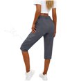 thumbnail image 6 of Besolor Womens Capri Pants Zipper Button High Waisted Straight Leg Casual Workout Athletic Capris with Pockets, 6 of 7