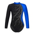 thumbnail image 3 of TSSOE Leotards for Girls Gymnastics Activewear Tank Unitard with Shorts Fitness Outfit Long Sleeve Blue&Black 10, 3 of 7