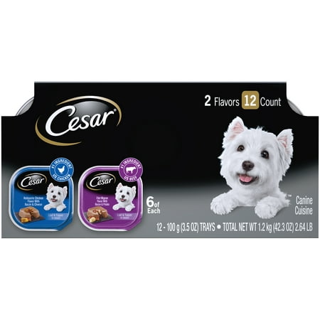 (12 Pack) CESAR Wet Dog Food Loaf in Sauce Rotisserie Chicken Flavor with Bacon & Cheese and Filet Mignon Flavor with Bacon & Potato Variety Pack, 3.5 oz. Easy Peel (The Best Way To Cook Turkey Bacon)